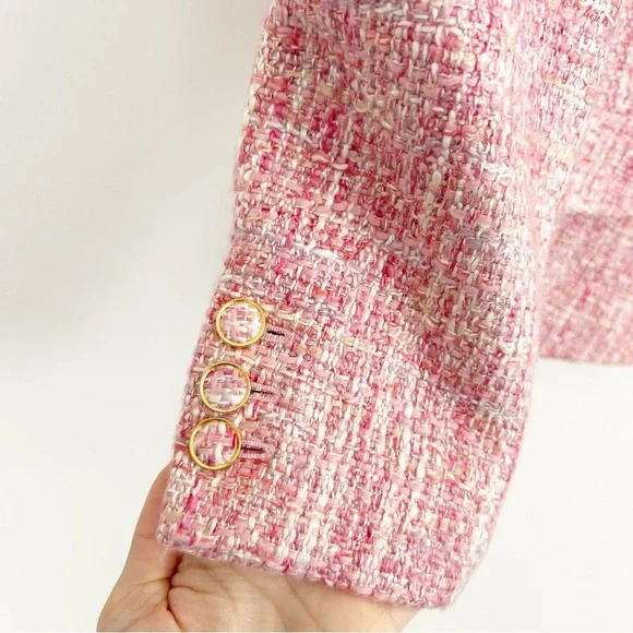 Royal Regency Empress Donna Handmade Pink Tweed Blazer Jacket - Picture 6 of 9